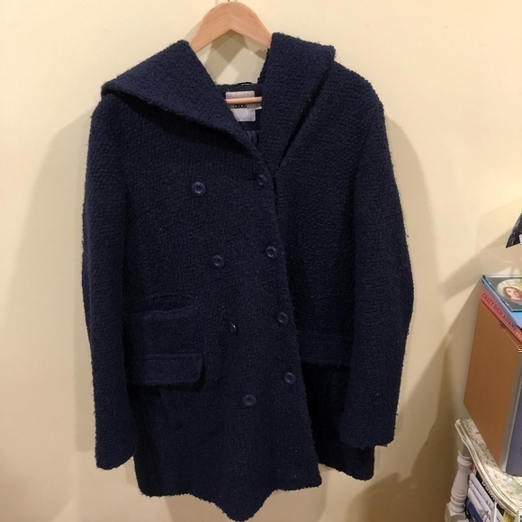 ASOS hooded double breasted navy jacket size 10 - Picture 1 of 8